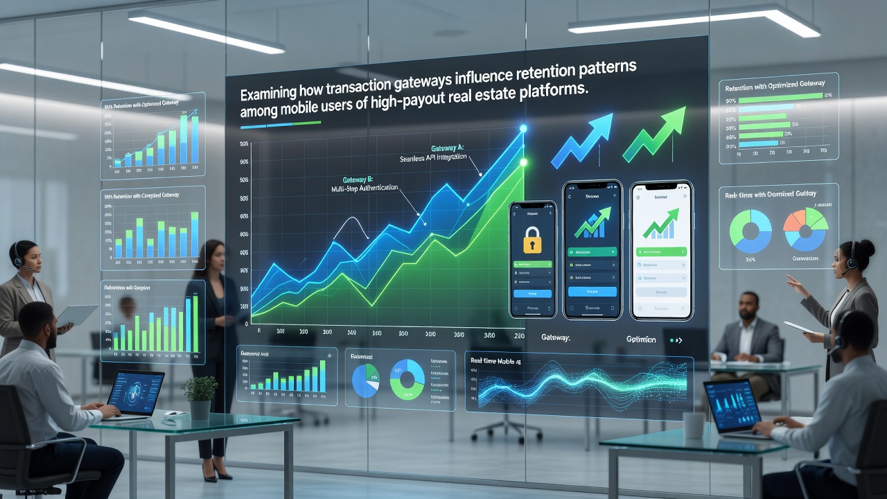 Analytics dashboard displaying retention curves linked to different transaction gateway types for mobile reel games